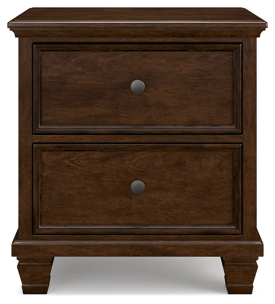 Danabrin Queen Panel Bed with Mirrored Dresser, Chest and Nightstand in Brown