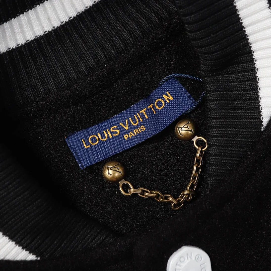 Louis Vuitton Crochet Flowers Black White Varsity Jacket